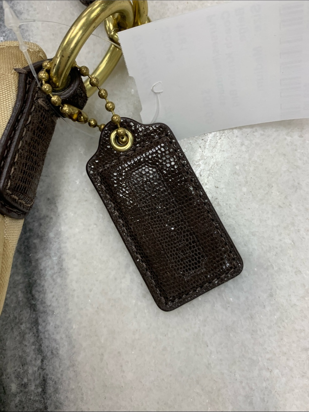 Coach Tan Signature Canvas Shoulder Bag with Dark Brown Trim and Gold Hardware - Picture 2 of 11